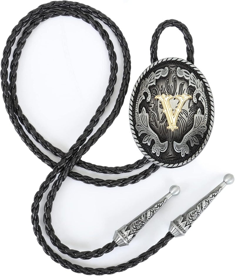 Wentur Bolo Tie for Men - Western Bolo Ties Alphabet Initial Letter ABCDJMR to Z - Western Cowboy Bolo Tie for Women Cowgirl - Image 1